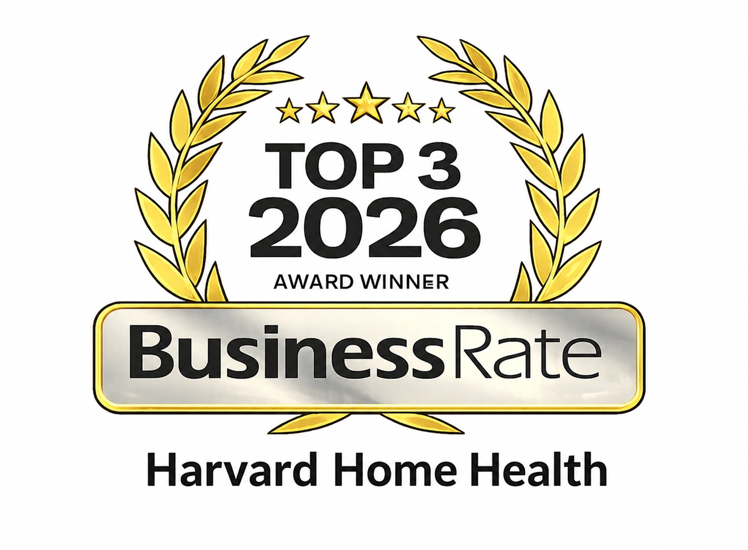 BusinessRate Top 3 2026 Award Winner badge - Harvard Home Health